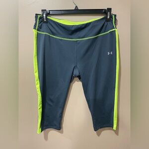 Under Armour Women's Gray and Neon Yellow Capris